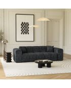 Canapé 4 places COVA Velours gaufré Gris anthracite - 247x94x69.5