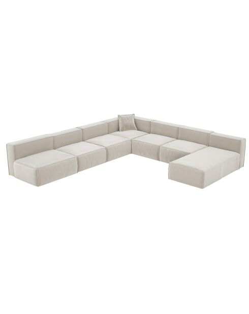 Canapé panoramique modulable XXL Rolf Crème Velours côtelé - 353x345x63