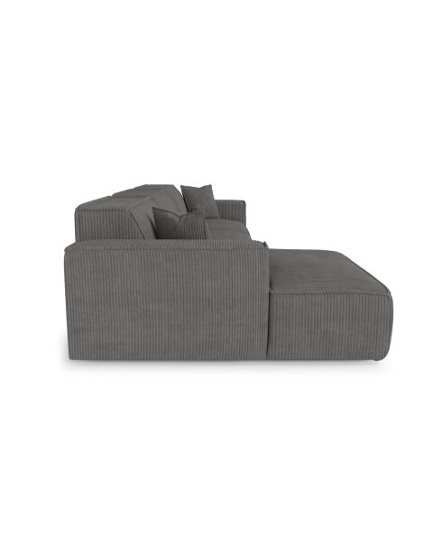 Linkes Ecksofa mit 2 dekorativen Kissen RUBEN Corduroy Antracite grey - 323x173x78