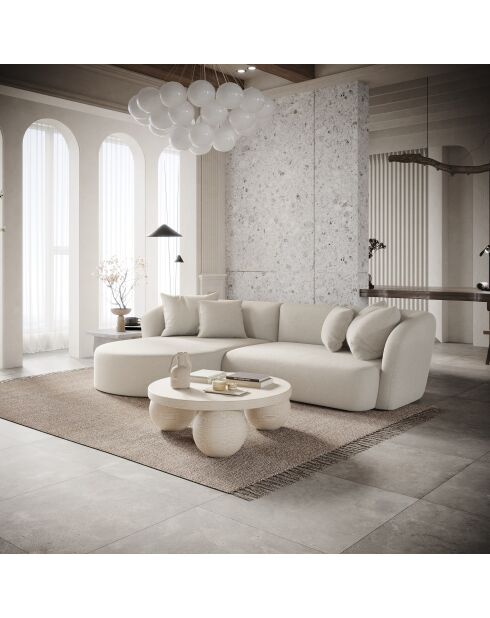 EMY Linkerhoekbank crèmekleurige geweven stof - 300x155x77