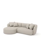 EMY Ecksofa für links, cremefarbener Webstoff — 300 x 155 x 77