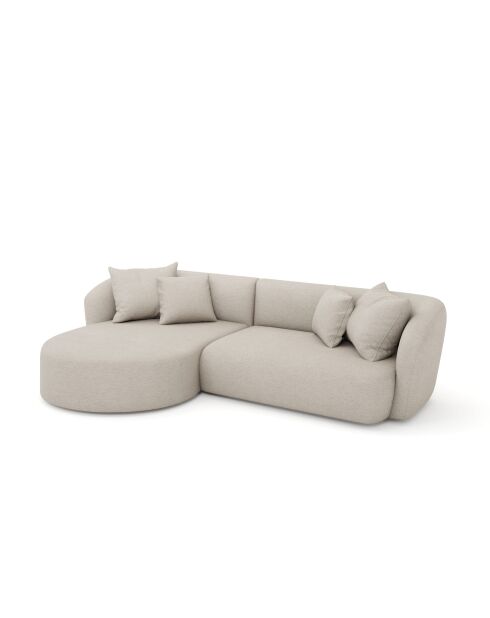 EMY Linkerhoekbank crèmekleurige geweven stof - 300x155x77