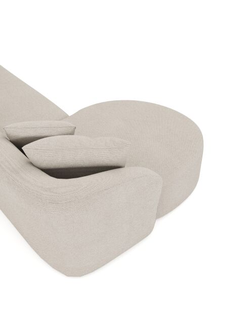 EMY Linkerhoekbank crèmekleurige geweven stof - 300x155x77