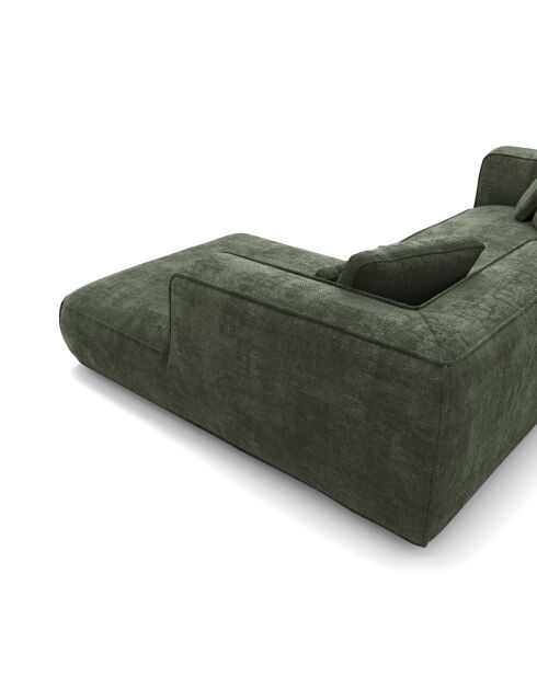 Sofá de esquina derecha 280cm ROMY Terciopelo tejido verde oliva - 280x166x70