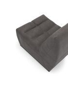 Fauteuil modulable Jody Tissu effet cuir vintage Gris étain - 85x112x80