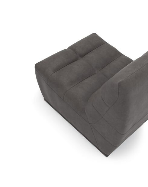 Fauteuil modulable Jody Tissu effet cuir vintage Gris étain - 85x112x80