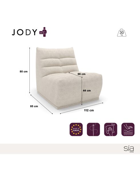Fauteuil modulable Jody Tissu effet cuir vintage Gris étain - 85x112x80