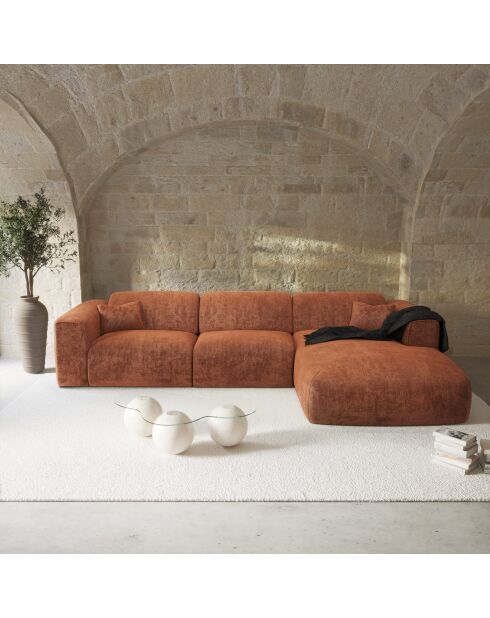 NOVA hoekbank rechts Terracotta geweven fluweel - 280x165x73