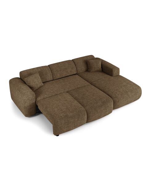 LIVA Wandelbares rechtes Weitwinkelsofa aus strukturiertem Samt, expressobraun — 283 x 180 x 73