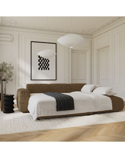 LIVA Wandelbares rechtes Weitwinkelsofa aus strukturiertem Samt, expressobraun — 283 x 180 x 73