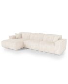 Linkes Ecksofa mit 2 dekorativen Kissen RUBEN Corduroy XXL Cream - 323x173x78