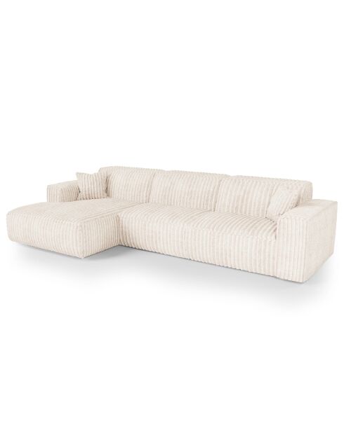 Linkes Ecksofa mit 2 dekorativen Kissen RUBEN Corduroy XXL Cream - 323x173x78