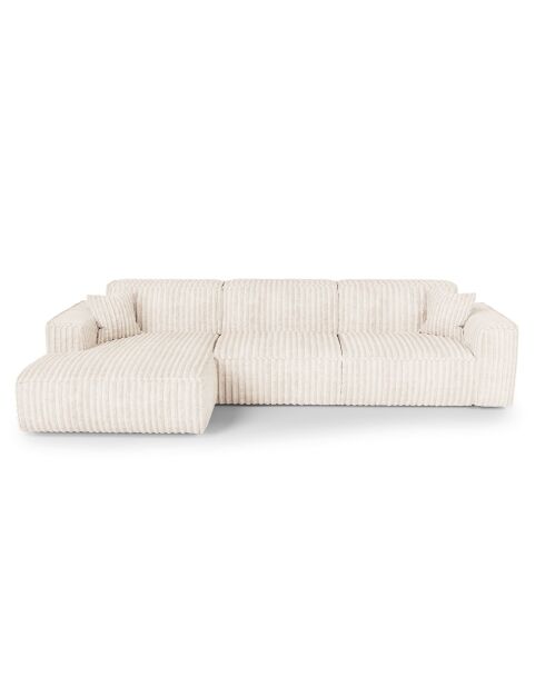 Linkes Ecksofa mit 2 dekorativen Kissen RUBEN Corduroy XXL Cream - 323x173x78