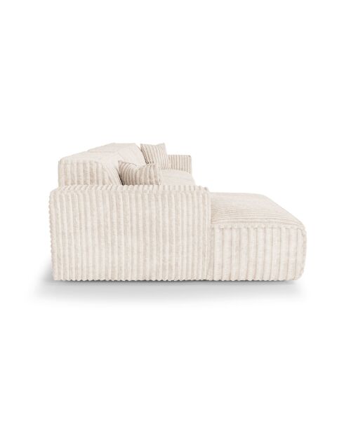 Linkes Ecksofa mit 2 dekorativen Kissen RUBEN Corduroy XXL Cream - 323x173x78