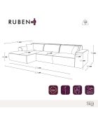 Linkes Ecksofa mit 2 dekorativen Kissen RUBEN Corduroy XXL Cream - 323x173x78