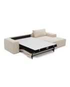 Divano angolare destro trasformabile materasso express 140 cm RUBY velluto crema 140 cm - 320x165x80