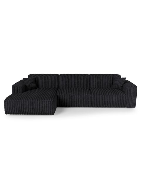Linkes Ecksofa mit 2 dekorativen Kissen RUBEN Corduroy XXL Schwarz - 323x173x78