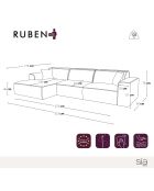 Linkerhoekbank met 2 sierkussens RUBEN Corduroy XXL Zwart - 323x173x78