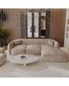 LIAM Ecksofa für rechts, beiger, verwitterter Samt — 272x90x74