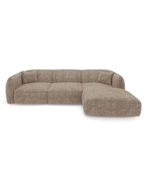 LIAM Ecksofa für rechts, beiger, verwitterter Samt — 272x90x74