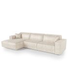 Linkerhoekbank met 2 sierkussens RUBEN Velours Cream - 323x173x78