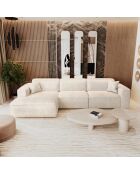 Linkerhoekbank met 2 sierkussens RUBEN Velours Cream - 323x173x78