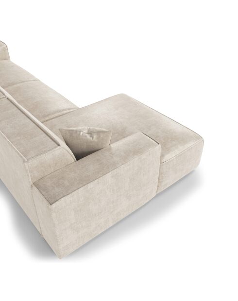 Linkerhoekbank met 2 sierkussens RUBEN Velours Cream - 323x173x78