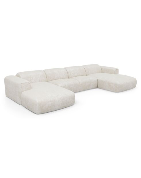 Canapé panoramique Velours tramé Crème - 363x165x73