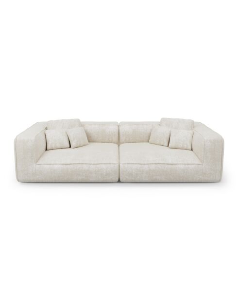 ROMY 3-Sitzer-Sofa aus cremefarbenem gewebtem Samt - 250x105x70