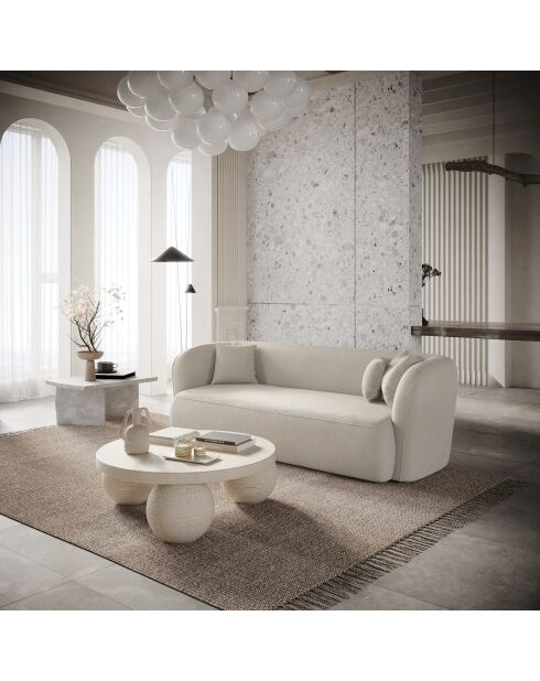 EMY 2-Sitzer-Sofa Cremefarbener Webstoff - 185x88x77