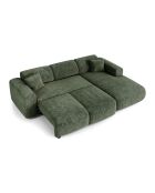 Sofá derecho convertible gran angular LIVA de terciopelo estampado verde esmeralda - 283x180x73