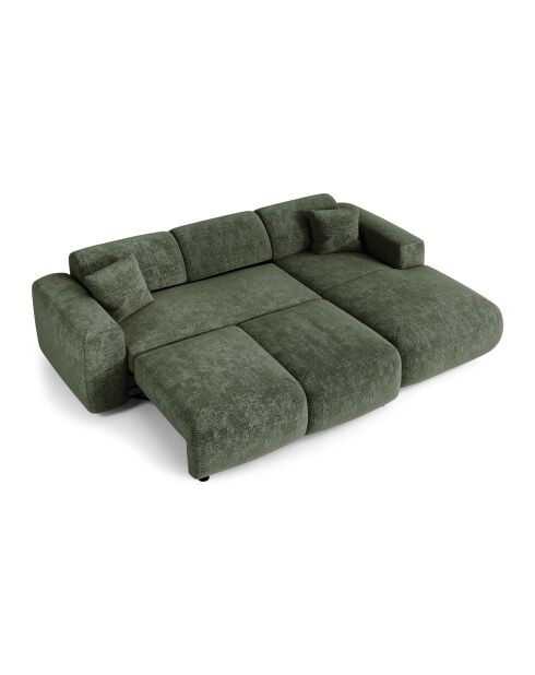 Sofá derecho convertible gran angular LIVA de terciopelo estampado verde esmeralda - 283x180x73