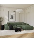 Sofá derecho convertible gran angular LIVA de terciopelo estampado verde esmeralda - 283x180x73