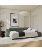 Sofá derecho convertible gran angular LIVA de terciopelo estampado verde esmeralda - 283x180x73