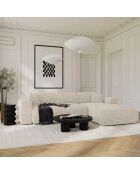 Divano angolare destro convertibile LIVA Beige Textured Velvet - 283x180x73