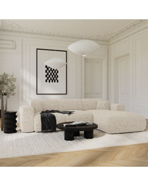 Divano angolare destro convertibile LIVA Beige Textured Velvet - 283x180x73