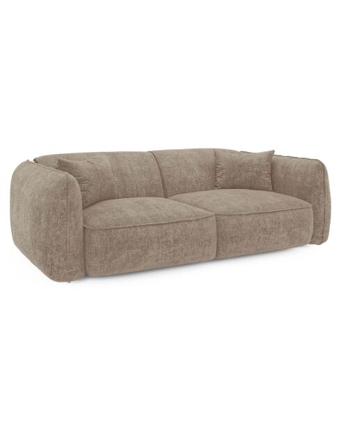 LIAM 3-Sitzer-Sofa aus beigefarbenem gewebtem Samt - 196x90x74