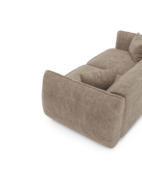 LIAM 3-Sitzer-Sofa aus beigefarbenem gewebtem Samt - 196x90x74