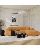 LIVA converteerbare hoekbank rechts Mosterdgeel getextureerd fluweel - 283x180x73