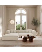 Linkes Ecksofa 255 cm ROMY Weicher gewebter Duschstoff Beige - 255x160x70