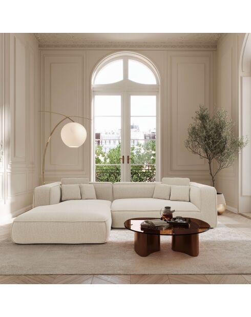 Linkes Ecksofa 255 cm ROMY Weicher gewebter Duschstoff Beige - 255x160x70