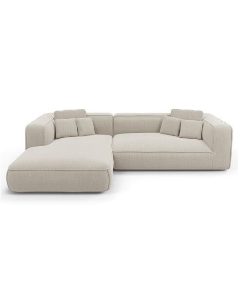 Linkes Ecksofa 255 cm ROMY Weicher gewebter Duschstoff Beige - 255x160x70