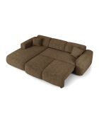 LIVA Wandelbares linkes Weitwinkelsofa aus strukturiertem Samt, expressobraun — 283 x 180 x 73