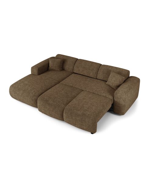 LIVA Wandelbares linkes Weitwinkelsofa aus strukturiertem Samt, expressobraun — 283 x 180 x 73