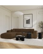 LIVA Wandelbares linkes Weitwinkelsofa aus strukturiertem Samt, expressobraun — 283 x 180 x 73