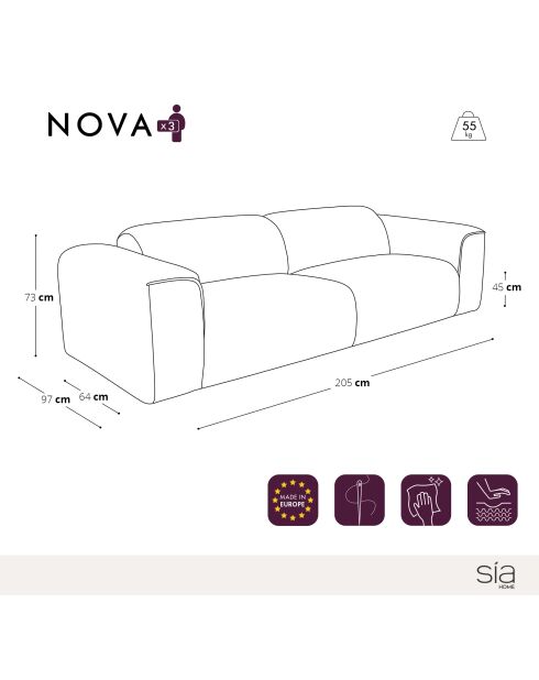 NOVA Bouclette Beiges 4-Sitzer-Sofa - 245x9x73