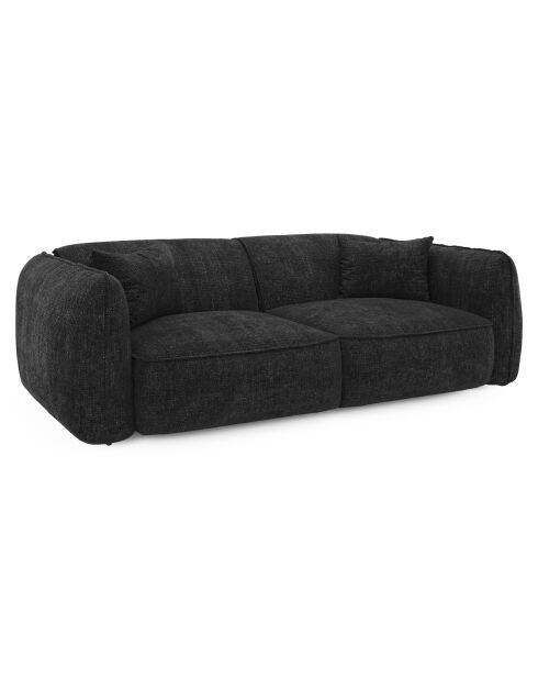 Canapé 3 places LIAM Velours tramé Noir - 196x90x74