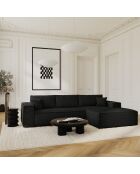 Ausziehbares rechtes Ecksofa, Express-Matratze, 140 cm, RUBY, schwarzer Kord — 320x165x80