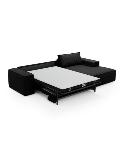 Omvormbare rechterhoekbank express matras 140cm RUBY zwart corduroy - 320x165x80