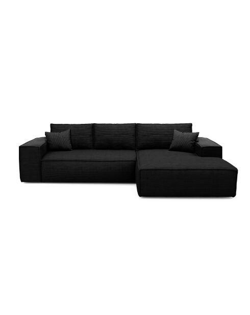Omvormbare rechterhoekbank express matras 140cm RUBY zwart corduroy - 320x165x80